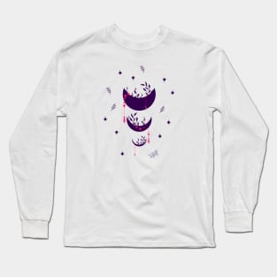 Moon with branches and stars Long Sleeve T-Shirt